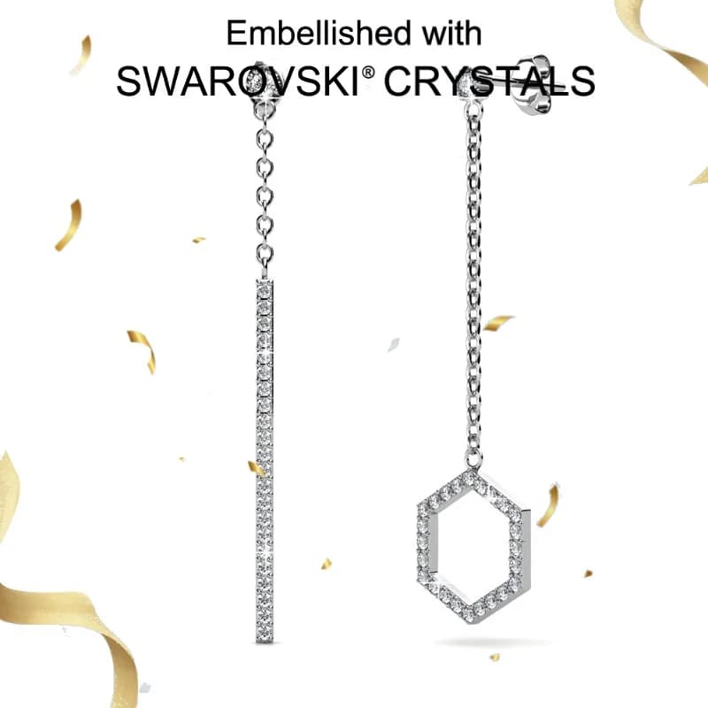 Daisini Orecchini pendenti irregolari delicati in argento sterling 925 impreziositi da cristalli Swarovski per orecchini con nappa da donna
