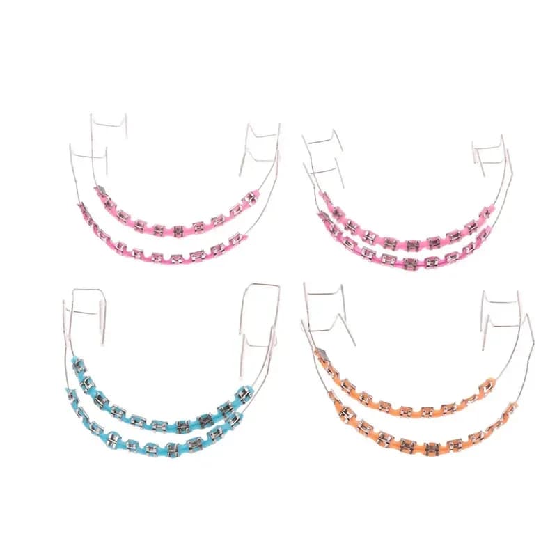 1 Paio di Decorazioni Dentali Colorate alla Moda con Fili Metallici, Legature Ortodontiche Temporanee per Apparecchi Dentali