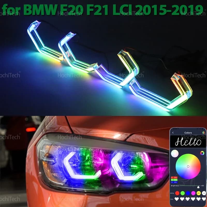 For BMW Series 1 F20 F21 LCI 2015-2019 Dynamic Auto-styling Multicolor Control App LED Rings M4 Style Indicators of Light Management