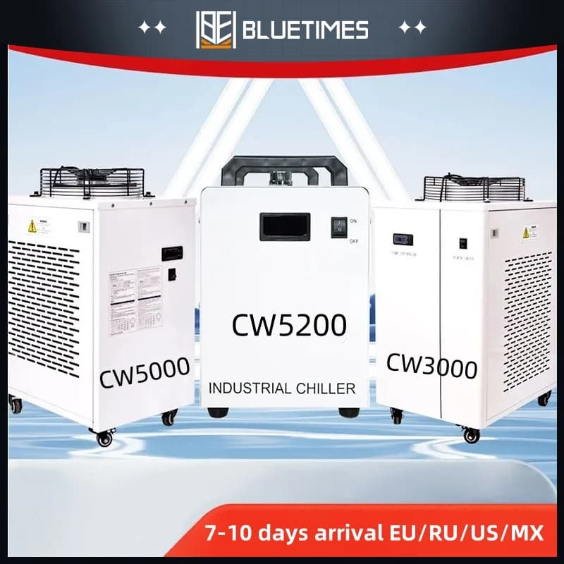 Bluetimes S&A CW3000 CW5000 CW5200 Industria Air Water Chiller per macchina da taglio per incisione laser CO2 Raffreddamento tubo laser da 150 W