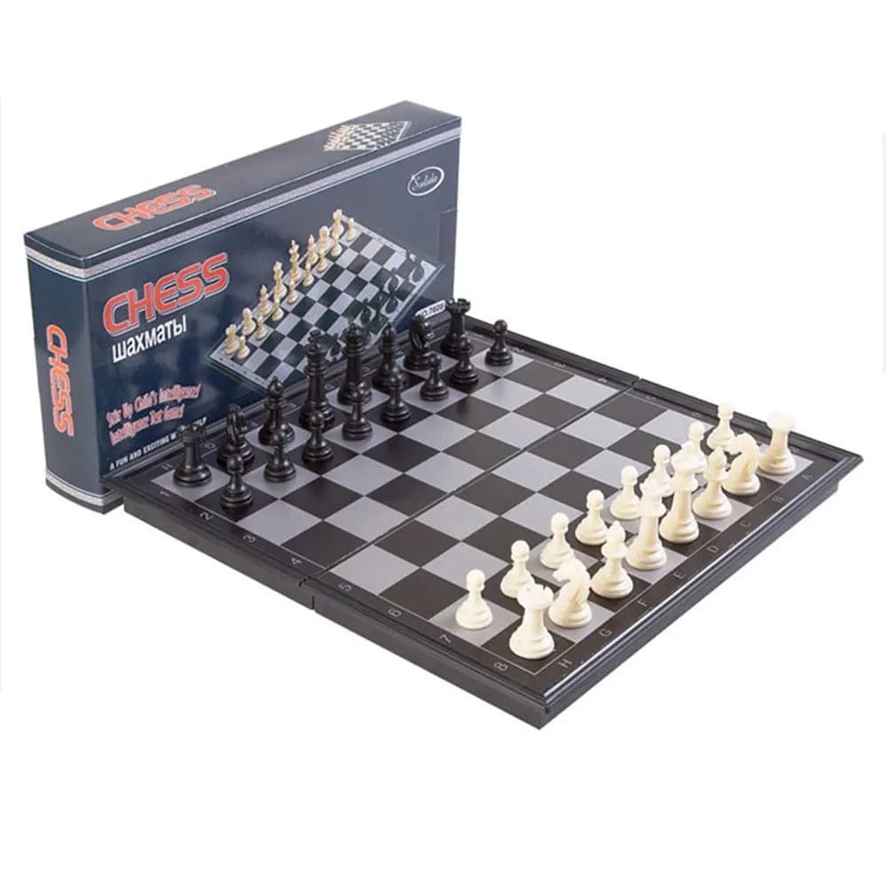 Set di Scacchi Internazionali Mini Magnetici Pieghevoli, Scacchiera in Plastica Portatile 3 in 1 per Giochi Familiari Divertenti