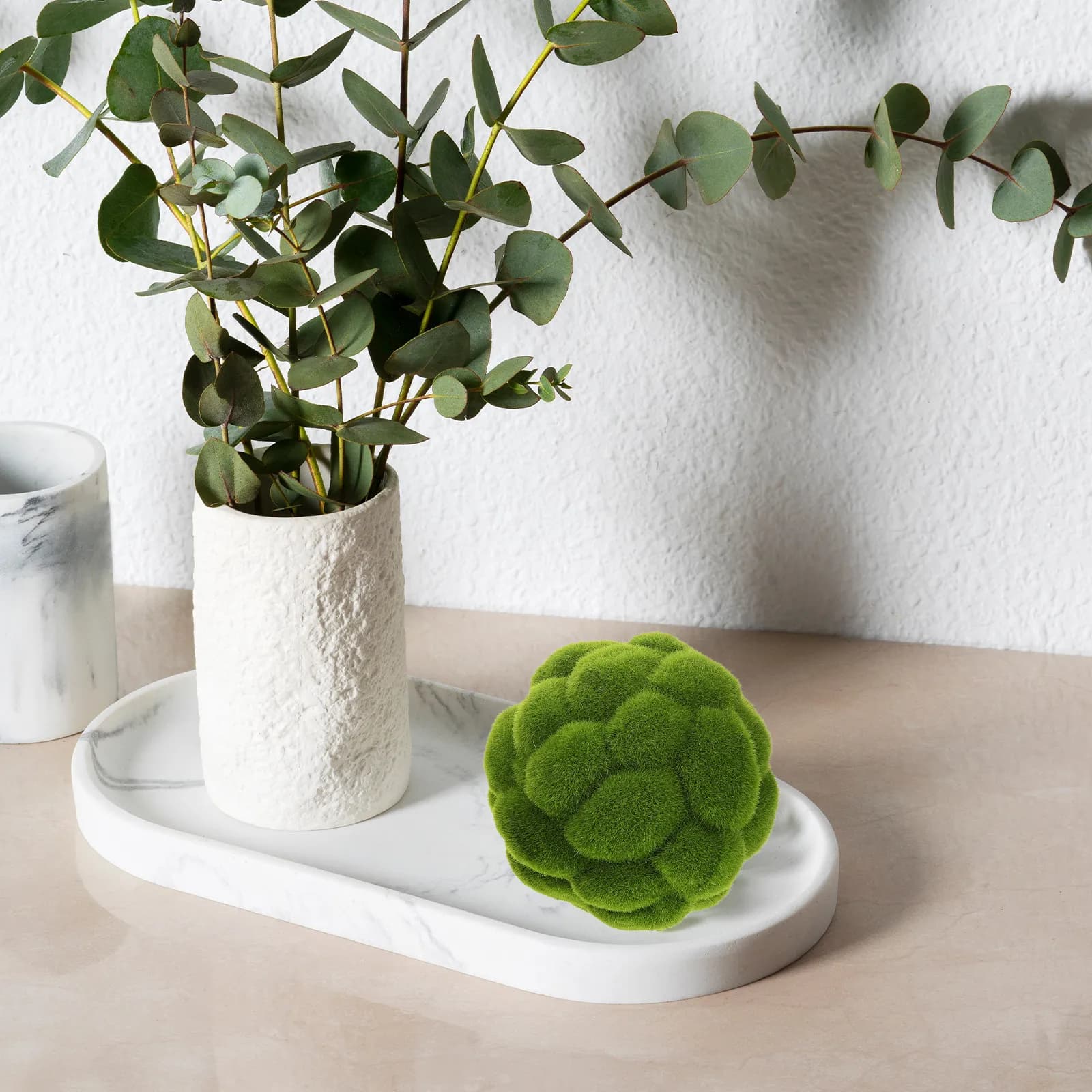 2 Pezzi di Decorazioni a Sfera Verde Effetto Muschio, Simulazione Realistica per Centrotavola Matrimonio, Casa, Ufficio, Decorazione da Parete, Pianta Artificiale