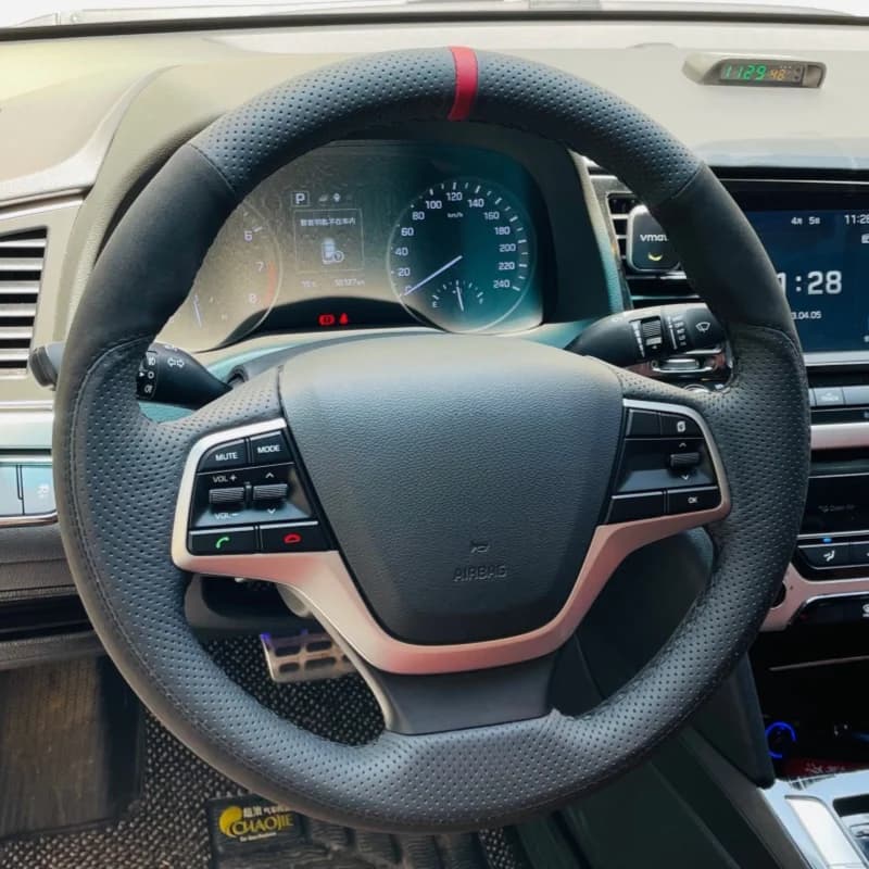Coprivolante per auto a treccia avvolgere cucito a mano in vera pelle antiscivolo per Hyundai Elantra 4 2016 2017 Solaris 2017 Accent