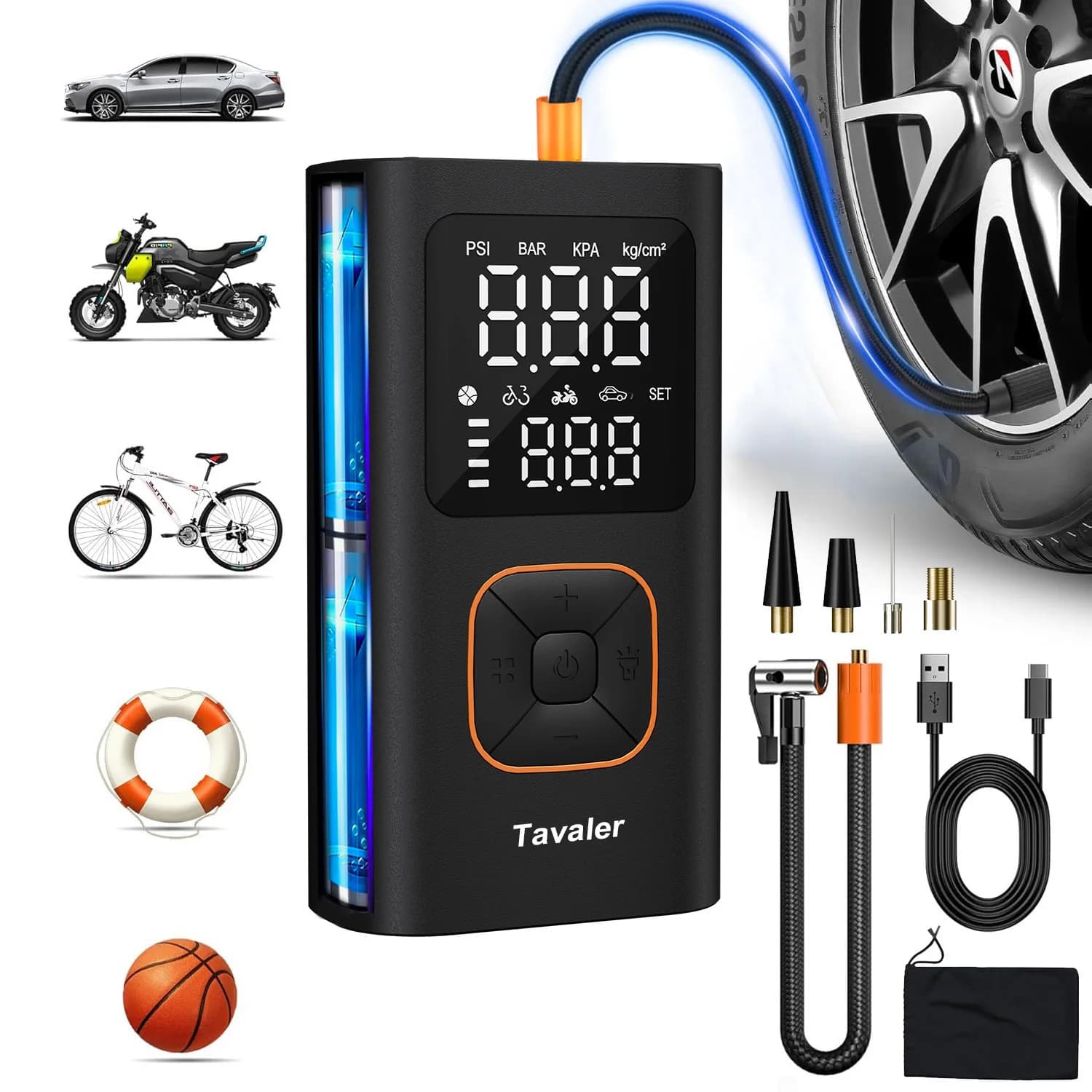 Tavaler Car Tire Inflator Portable 150PSI Wireless Air Injector Motorcycle Bike Electric Air Pump Ball AUTO Car Air Compressor