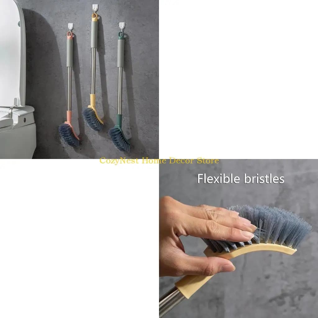 92MF Scopino per da bagno con manico lungo in plastica antiscivolo Detergente curvo Scrubber da parete Strumento per pulizia