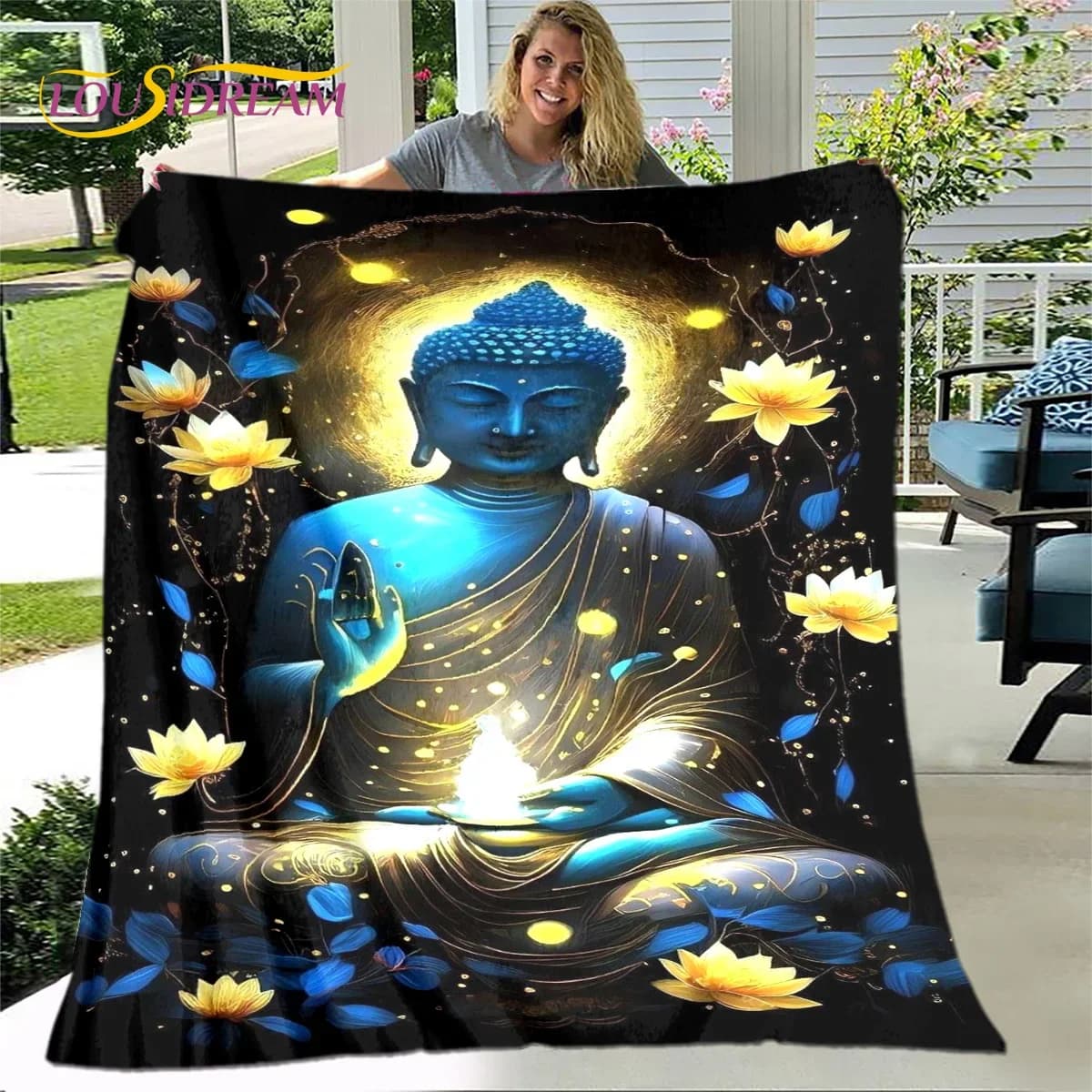 3D Sakyamuni Buddha Guanyin Bodhisattva Buddismo Fede Religione Coperta Coperta morbida per la casa Prega Camera da letto Letti Copridivano