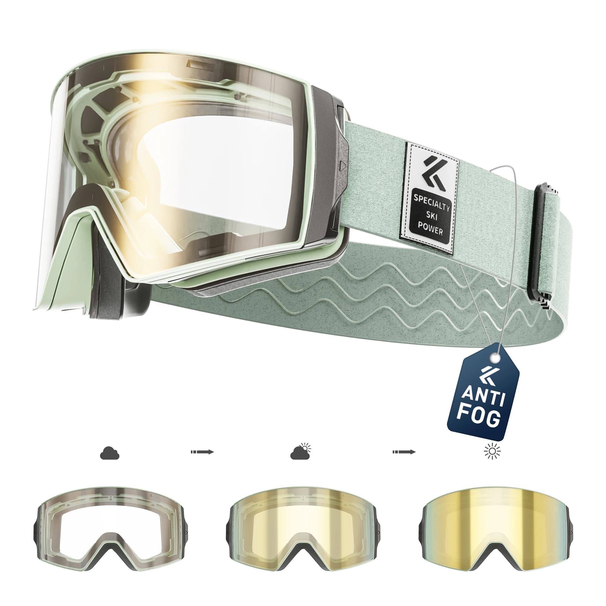KAPVOE Occhiali da sci fotocromatici per esterni Sport sulla neve invernali per occhiali da neve unisex Occhiali da snowboard magnetici antiappannamento UV400