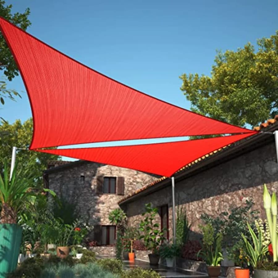 Tenda Parasole Triangolare 24' x 24' x 24' UPF50 in Tessuto Traspirante e Resistente ai Raggi UV per Carport