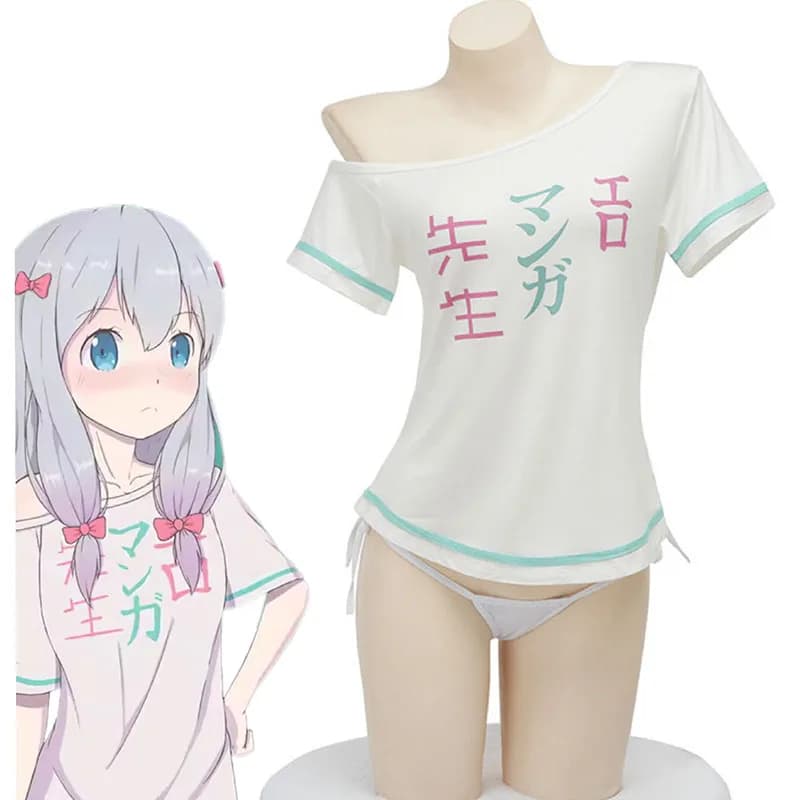 Anime giapponese Izumi Sagiri T-shirt Pigiama Costume Cosplay Ragazza carina Gioco Bikini Cartoon Grafica Top Gioco di ruolo Outfit Biancheria intima