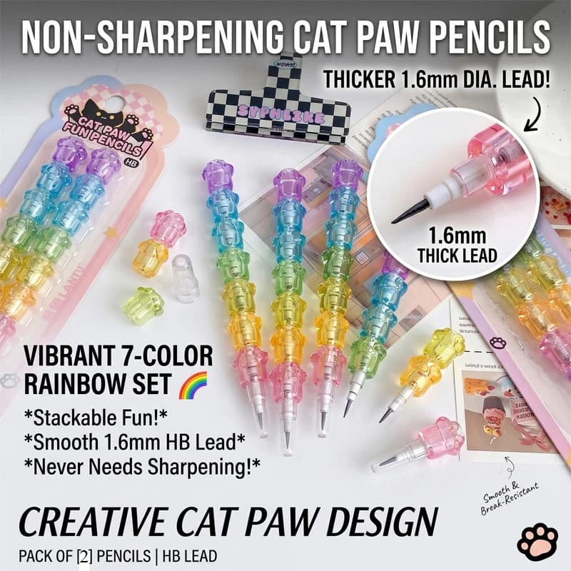 2PCS/Set Kawaii Mechanical Pencils Free 32 Pen Refills Included Cute HB Non Sharpening Pencils Student-Specific Stationery