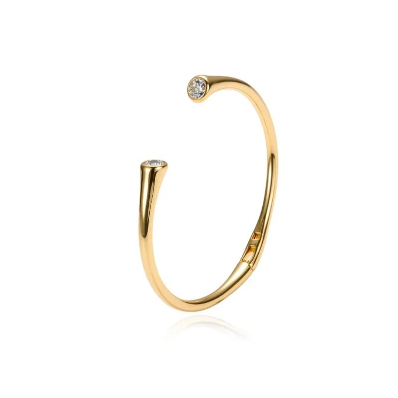 Bracciale ad anello rotondo con doppio diamante intarsiato semplice e unico per donna Set di gioielleria raffinata in stile impilabile lucido di lusso leggero
