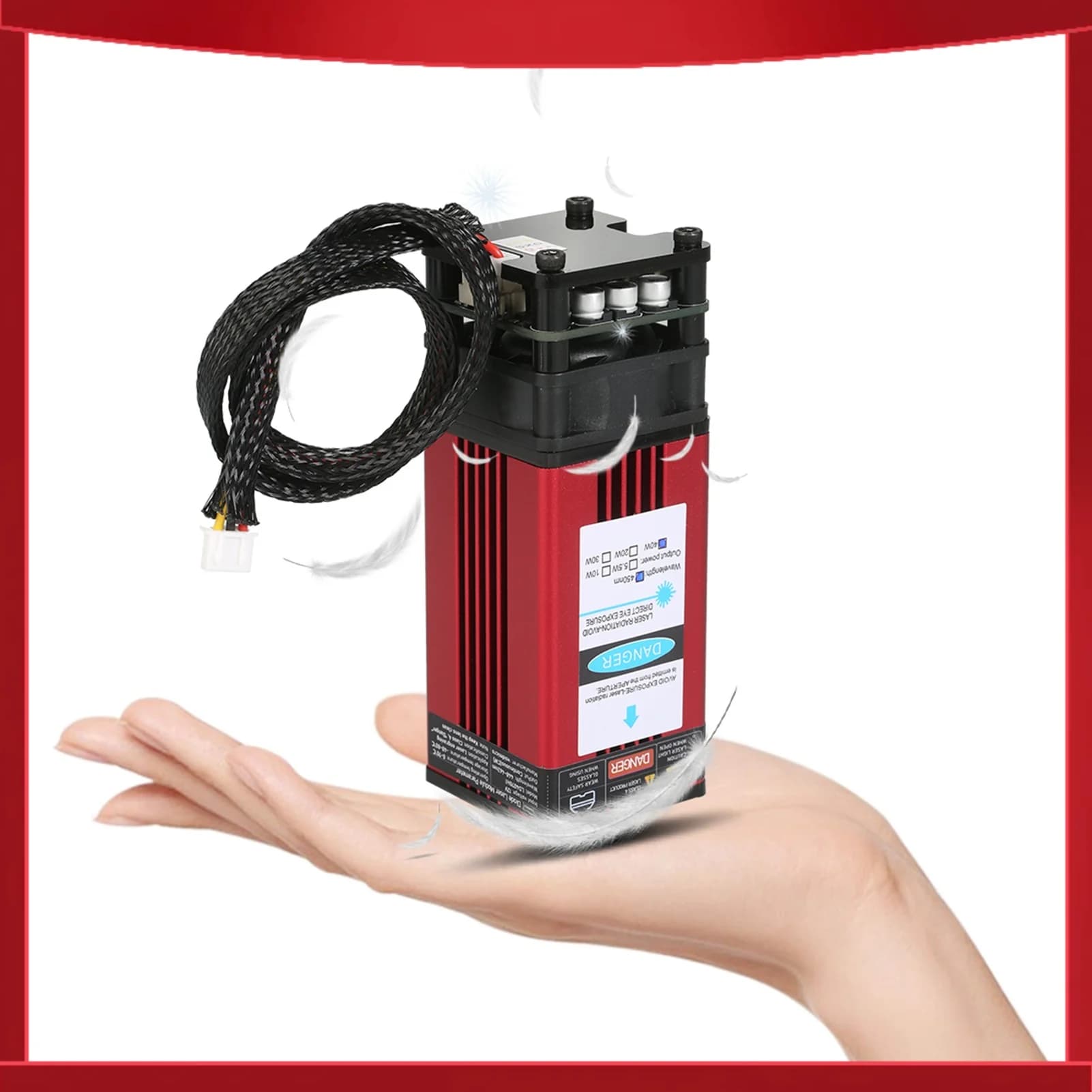 Laser Module 40W 450nm, Laser Head for Fixed Focal Length Engraving, High Precision for Plastic and Acrylic Engraving Machines