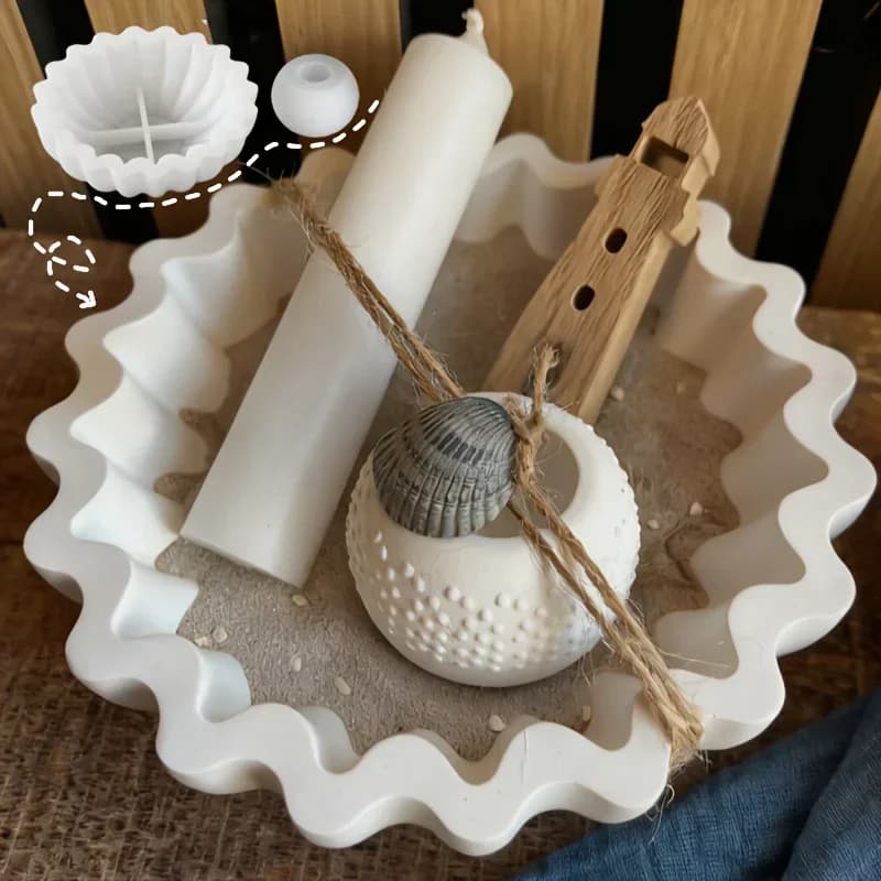 DNEJIU 2 pezzi con finiture floreali e ciotola rotonda a pois/muffa in silicone per candele per gioielli in resina fai da te, candele e sapone