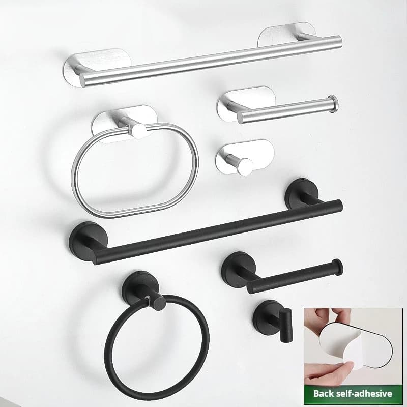 4 pezzi set portasciugamani da bagno senza punzonatura hardware da bagno in acciaio inossidabile portasciugamani a parete porta fazzoletti con gancio