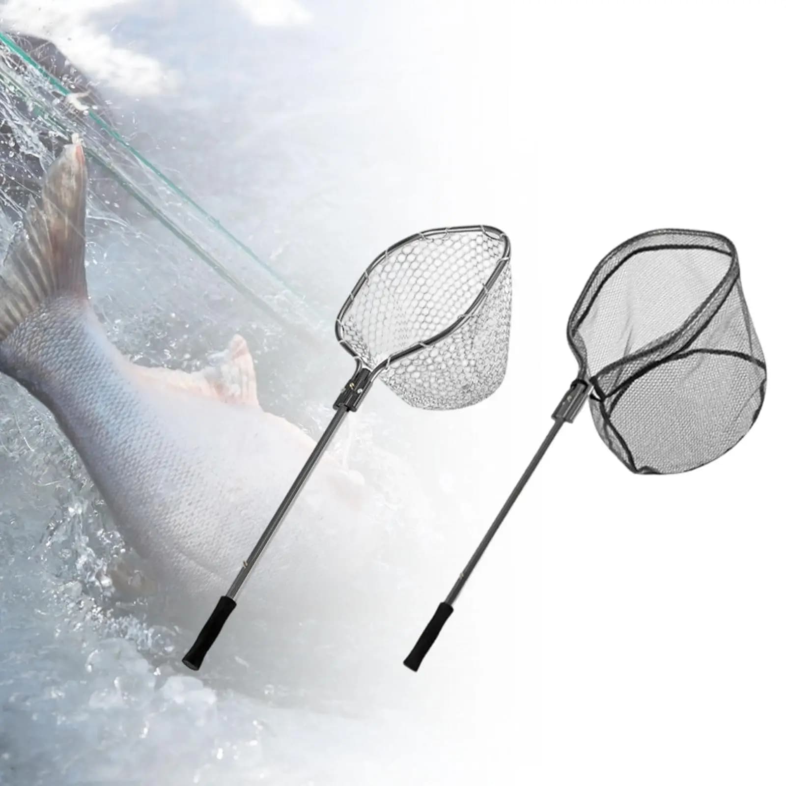 Rete da Pesca Pieghevole con Impugnatura Antiscivolo, Pratica per Catturare e Rilasciare, Manico Ergonomico, Guadino da Pesca a Rete Portatile