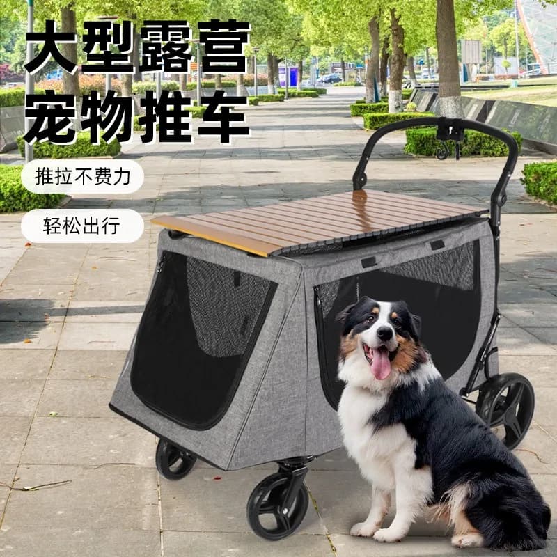 Large Detachable Pet Stroller for Multiple Dogs and Cats Foldable Outdoor Travel Carrier with Wheels