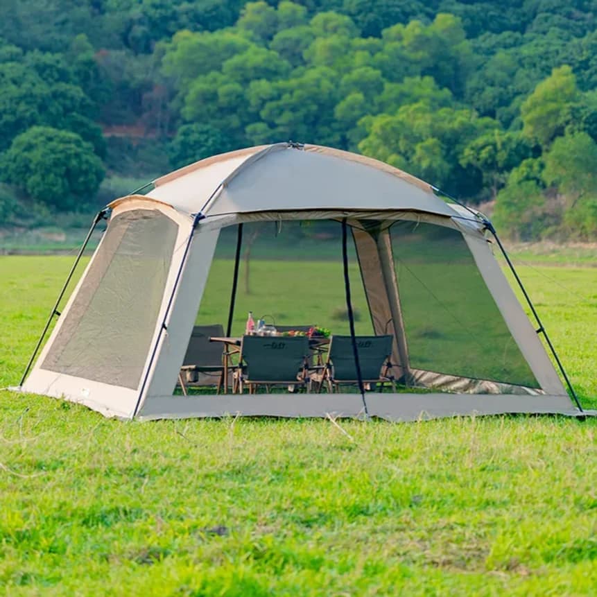 Tende da Campeggio con Zanzariera per 6-15 Persone, Impermeabili, con Rivestimento Argentato, Protezione Solare, per Spiaggia e Picnic, Attrezzatura da Campeggio