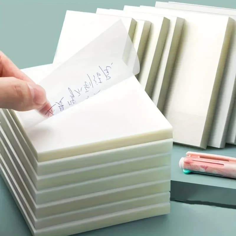 50 Sheets Transparent Sticky Note Pads Self-Adhesive Writable Minimalist Memo Notepad School Office Supplies Stationery