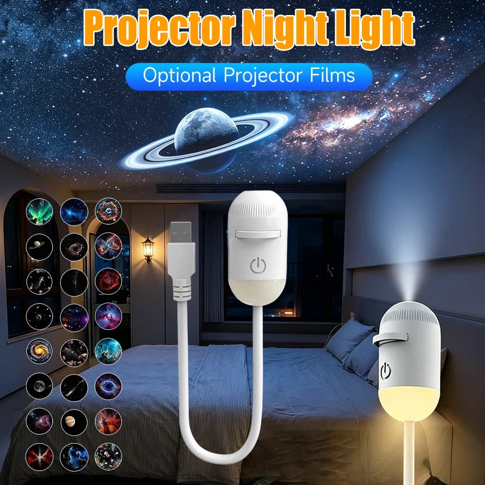 Mini Galaxy Star Projector Night Light Starry Sky Ambient Lamp USB Star Night Light for Bedroom Adults Kids Room Decor