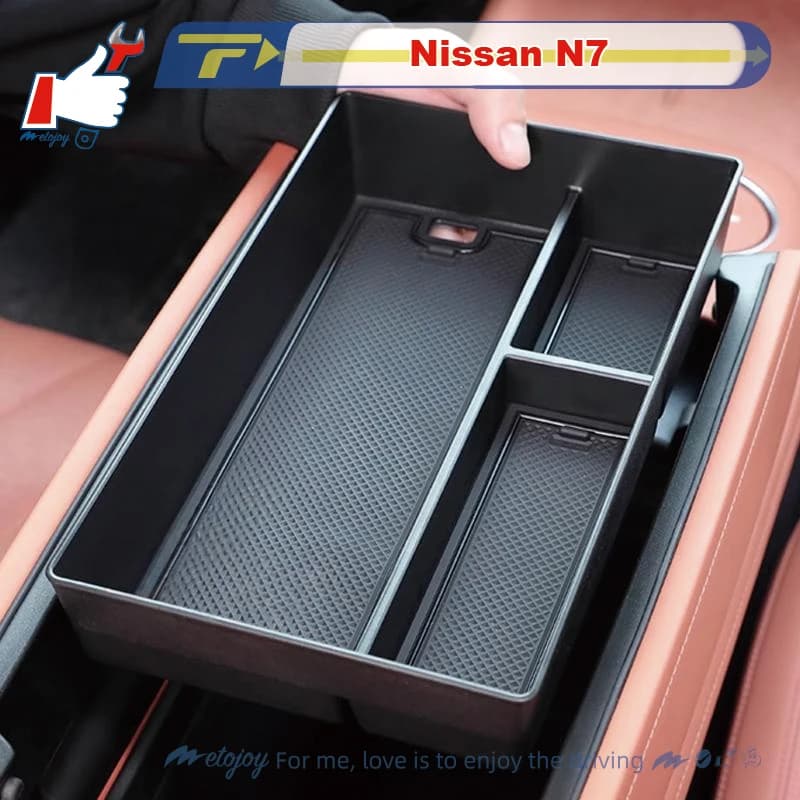 METOJOY For Nissan N7 2025 ABS Armrest Box Custom Fit Storage Case Central Console Storage Box Storage Container