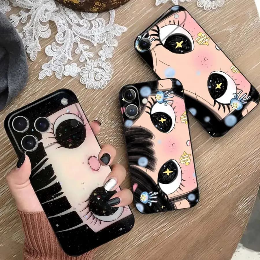Phone Case for Apple iPhone 17 Pro Max 14 11 XR XS MAX 17e 13 Air 16 15 Pro 7 8 12 Funda Phone Cover Cute Cartoon Girl