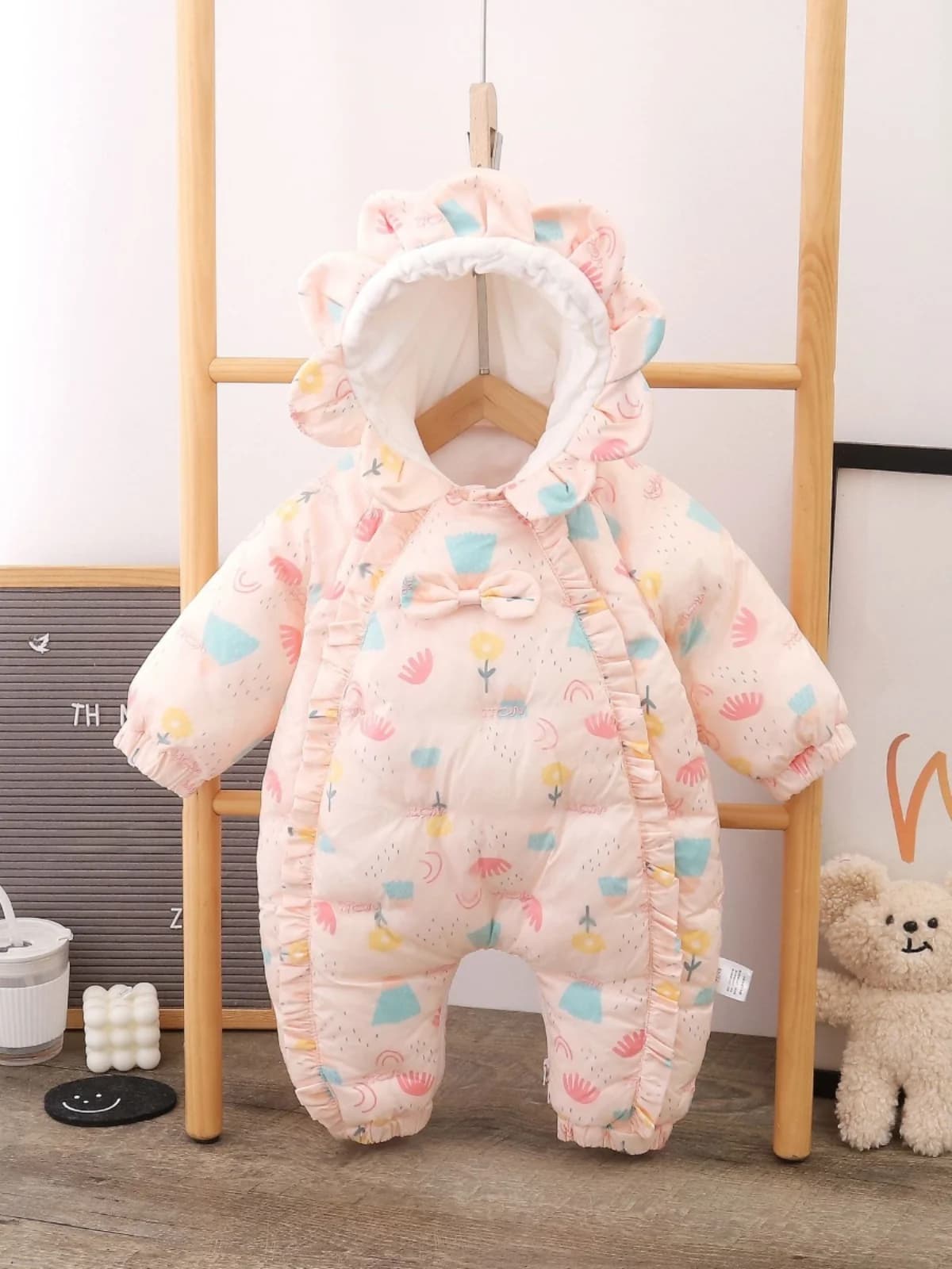 Tuta Invernale Imbottita per Neonati, Abbigliamento Caldo Tutto-in-Uno, Outfit per Neonati