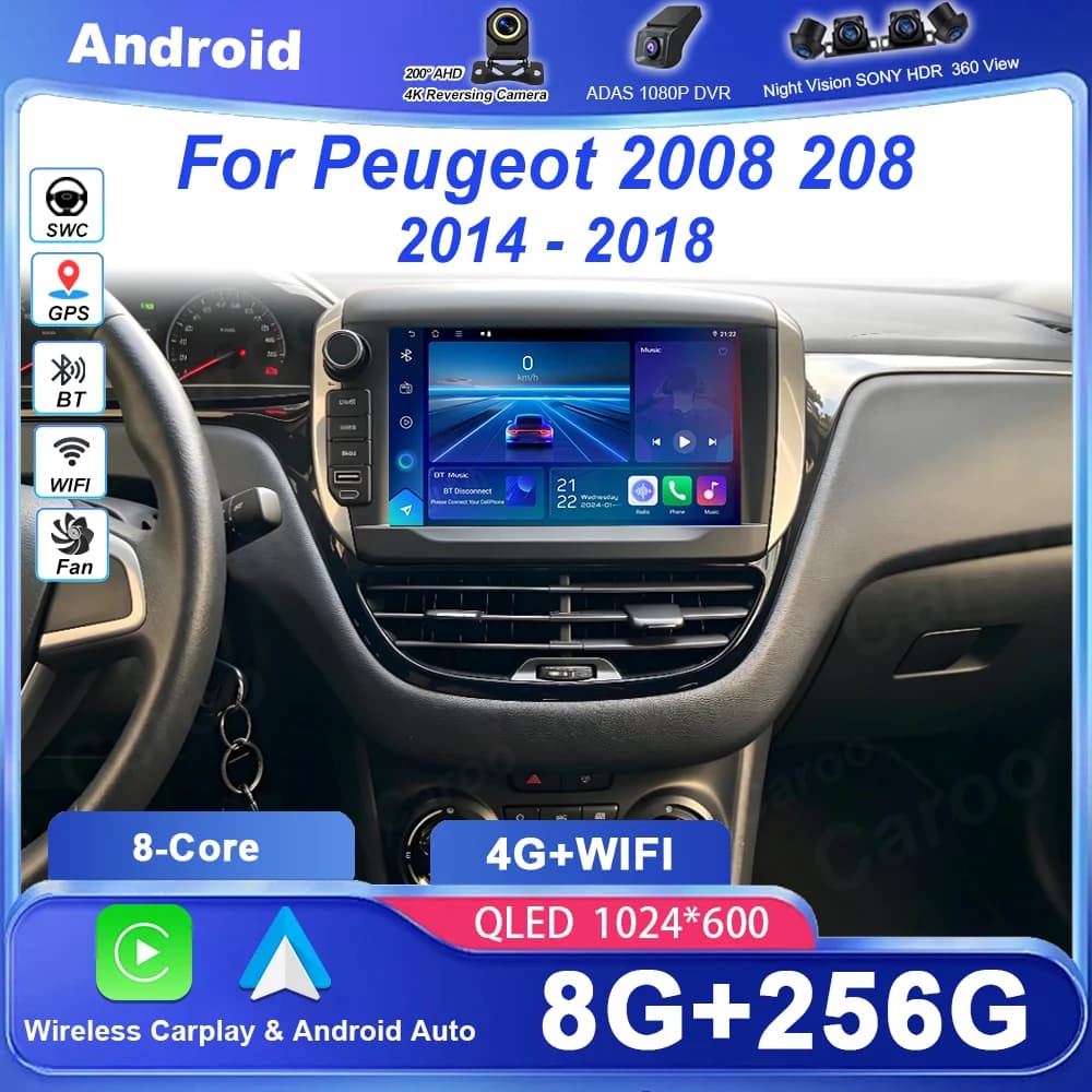 Car Radio Multimedia Player For Peugeot 2008 208 2014-2018 Wireless CarPlay Android 16 Auto Intelligent Systems Autoraido tools