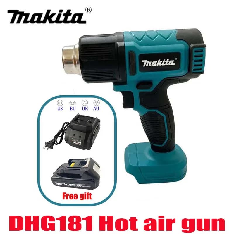 Pistole ad aria compressa elettriche con display digitale Makita Pistola termica a batteria 3 ugelli Pistola ad aria calda per avvolgimento termoretraibile industriale per batteria da 18 V