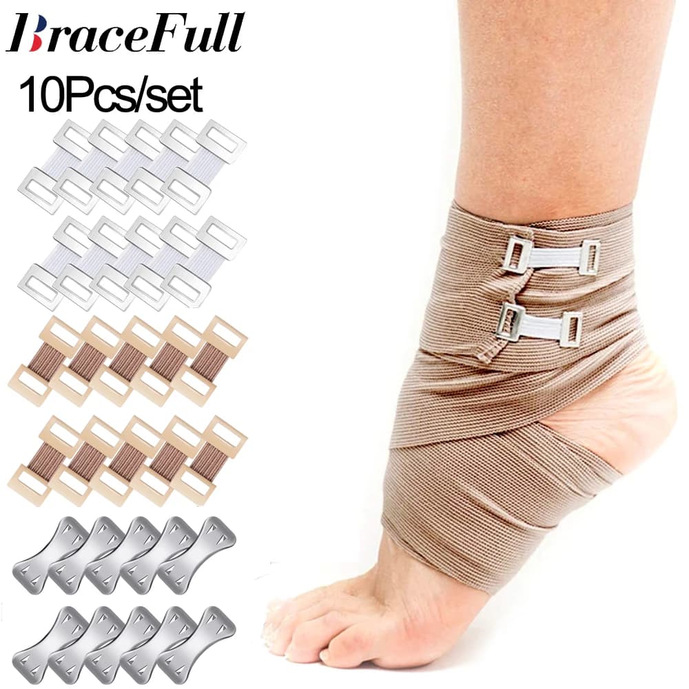 10 pz/set Fasciatura Pinze di Ricambio Benda Elastica Wrap Stretch Clip di Metallo Morsetti di Fissaggio Ganci Kit di Primo Soccorso per lo Sport