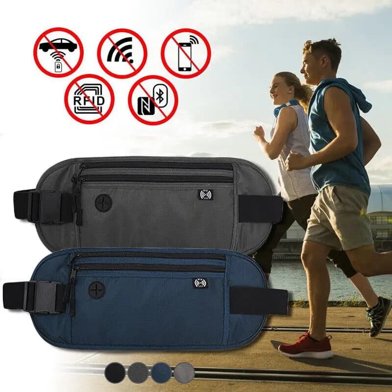 Cintura per telefono da viaggio Blocco RFID Marsupio impermeabile Marsupio Portafoglio nascosto Segnale RFID Blocker Borsa porta passaporto 15 * 35 cm