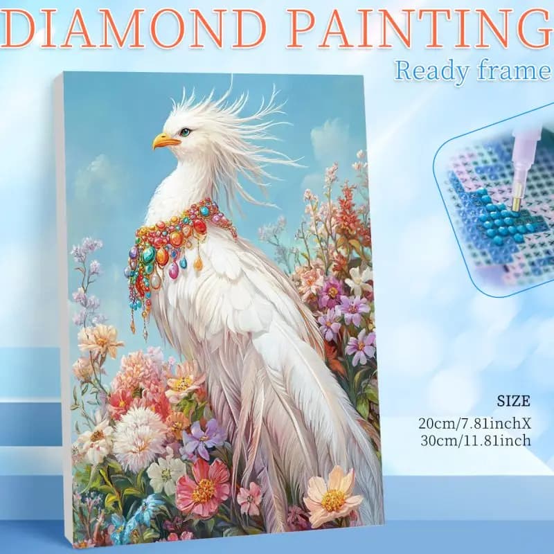 RUOPOTY Kit Pittura Diamante 5D con Cornice Grande Uccello per Adulti, Crea Arte Murale con Strass di Immagini di Animali, Rotondo/Quadrato Completo, Artigianato