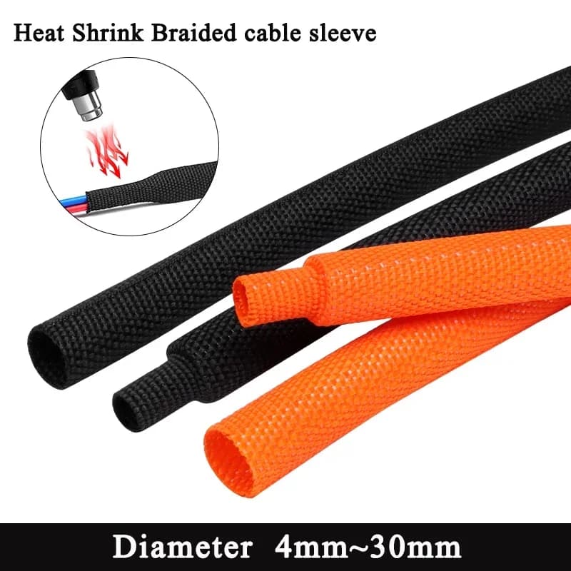 Manicotto per cavo intrecciato da 1 ~ 50 m Diametro 4 ~ 30 mm PET Tubo termoretraibile Isolamento Ritardante di fiamma Termoretraibile Wire Wrap Guaina Organizer