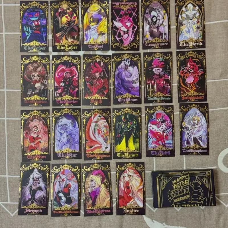 22 Pz Fai Da Te Hazbin Hotel Abbronzante Tarocchi Carta Alastor Buccia Vox Lucifero Morningstar Flash Card Carta Da Collezione Anime Regali di Festa