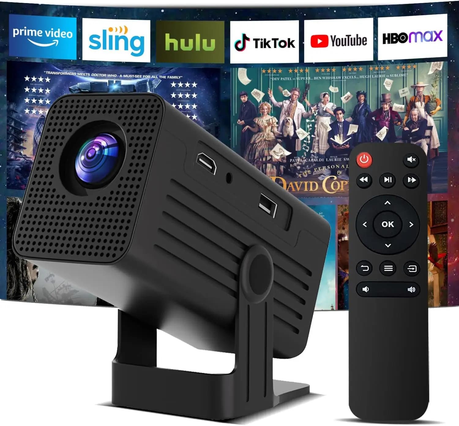 Mini Proiettore Portatile 4K con WiFi6, Bluetooth, Auto Focus, Compatibile con HDMI/USB/iOS/Android
