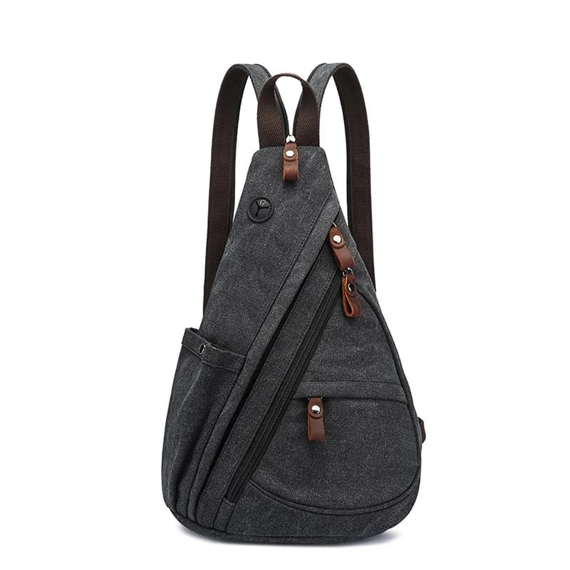Canvas Sling Bag Convertible Crossbody Chest Bag Shoulder Backpack Daypack for Men Women Outdoor Sports Cycling Travel Hiking