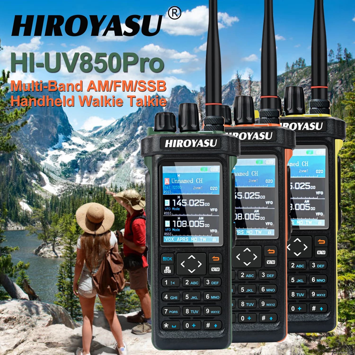 HIROYASU HI-UV850Pro FM/AM/SSB 10W Programma Bluetooth GPS Onde corte Multi-Band DTMF Scrambler FM Palmare Ham Walkie Talkie