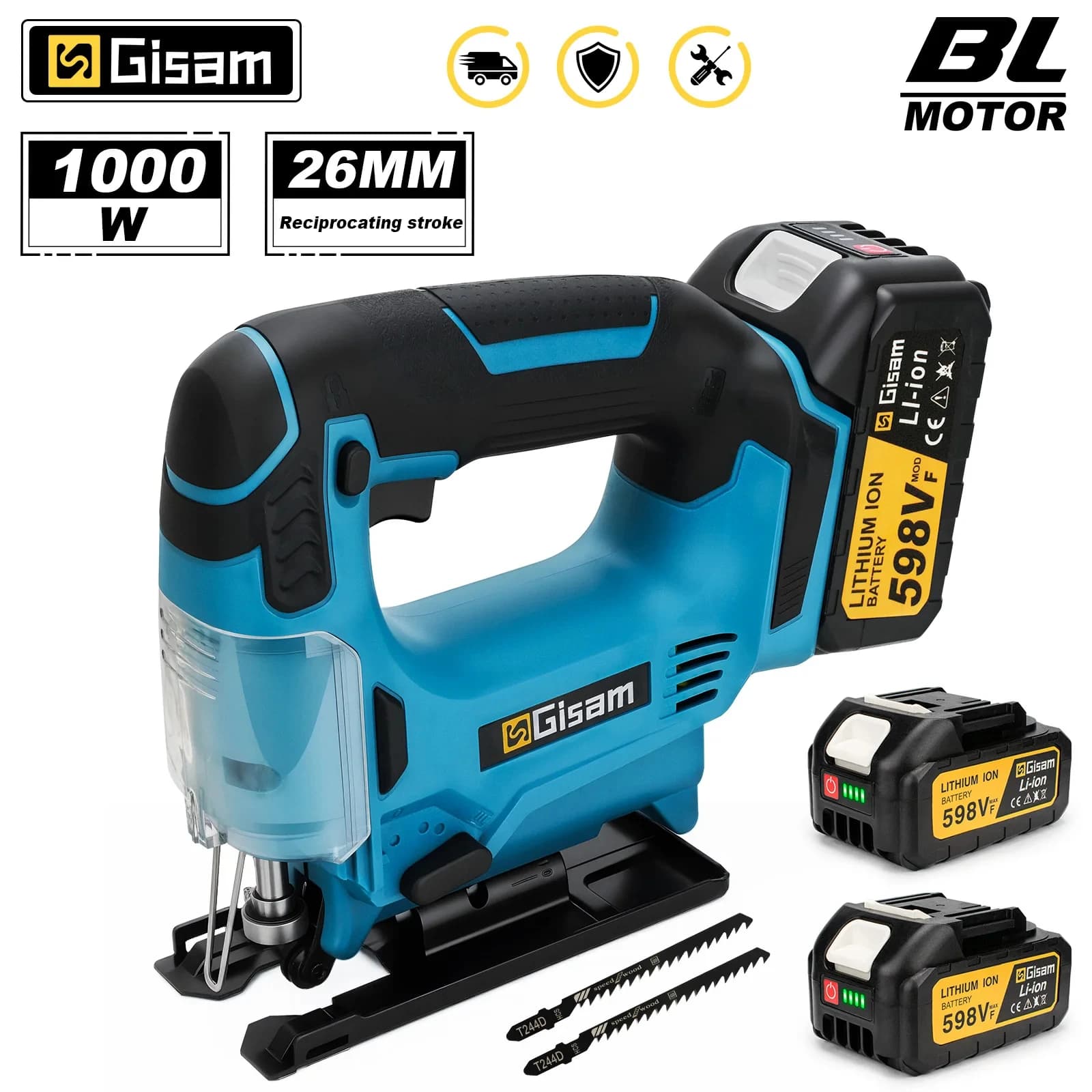 Gami 26mm Seghetto alternativo elettrico Seghetto a batteria portatile Multi-funzione per taglio del legno Macchine per la lavorazione del legno per Makita 18V Batteria pin