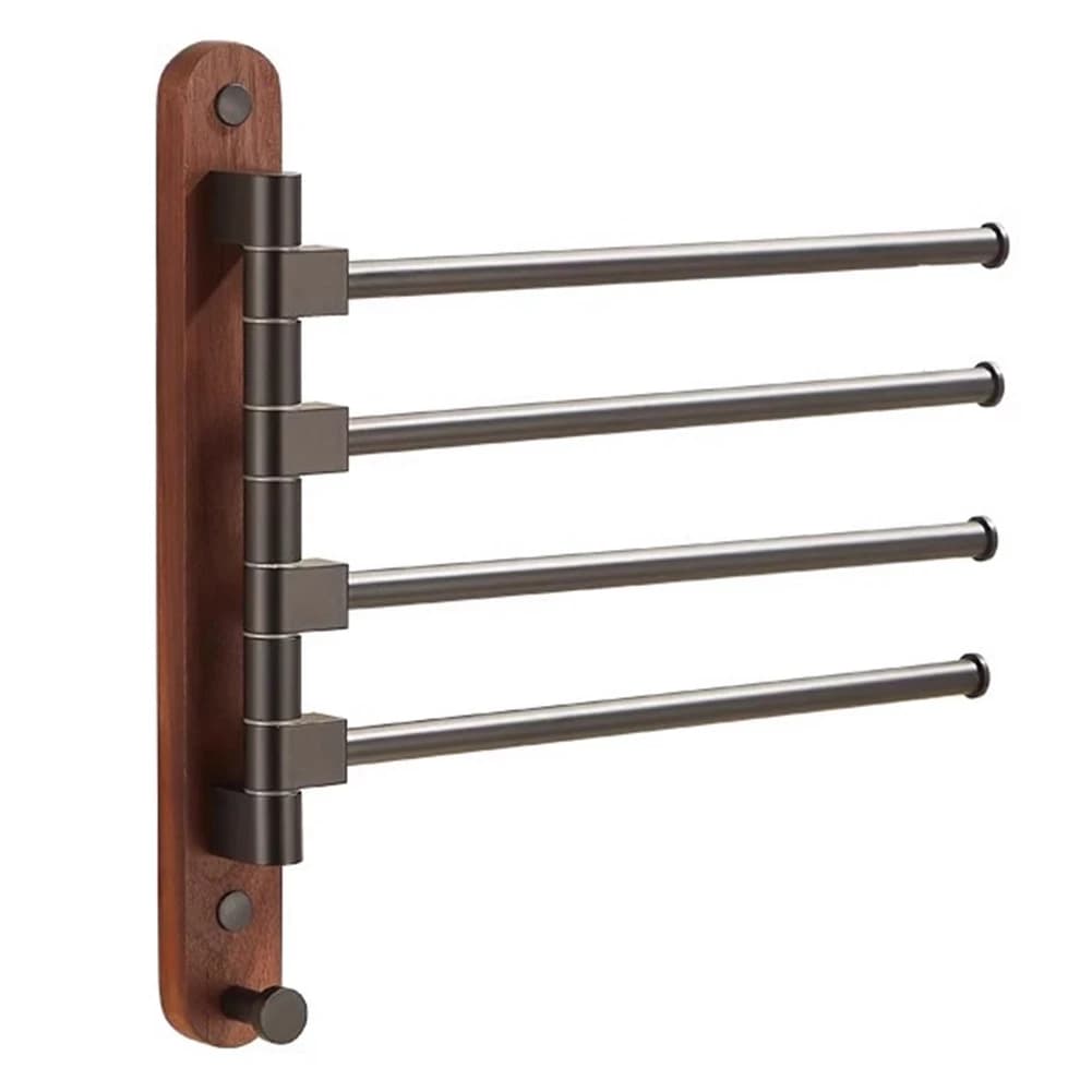 Walnut Wood Rotating Towel Bar 2 3 4 5 Arms Wall Mount Holder For Bathroom Bathrobe Clothes Drying Rack Home Decor