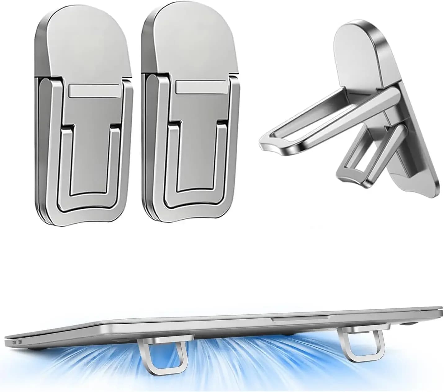 Supporto pieghevole per laptop, 2 pezzi, regolabile per laptop e tablet da 10-18 pollici, supporto portatile per tastiera, accessori da scrivania, plastica resistente