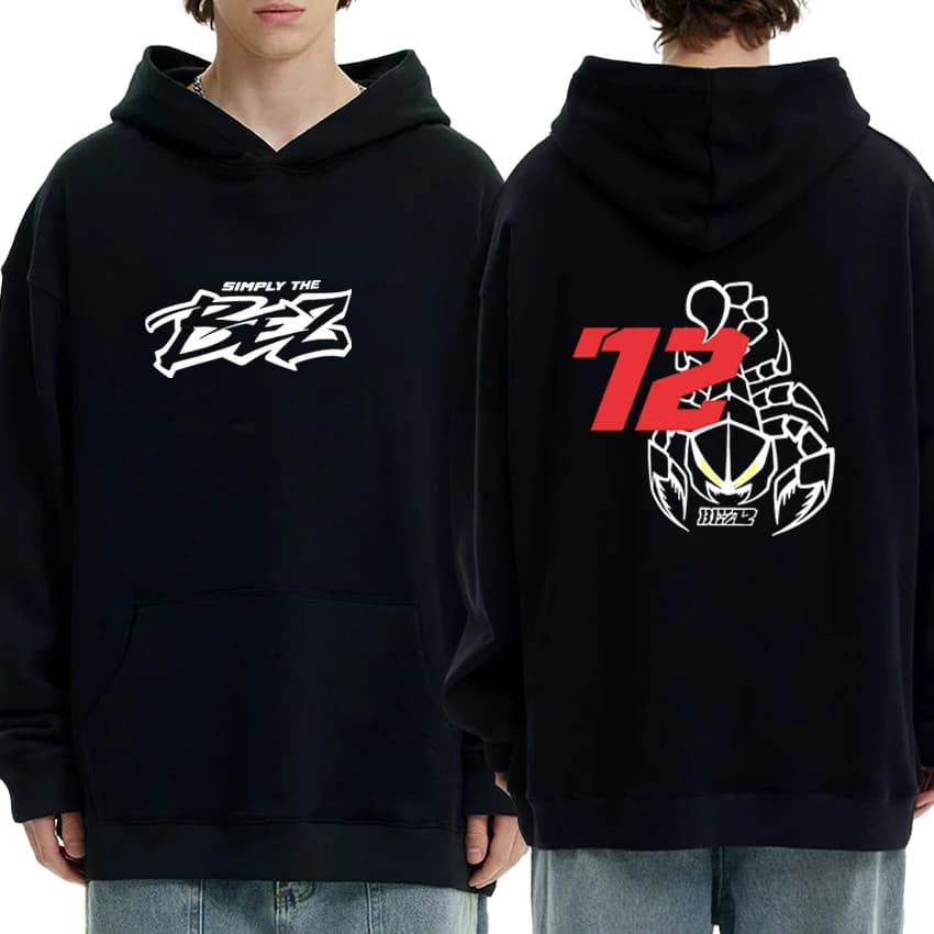Marco Bezzecchi 2025 Motorcycle Race 72 Driver Fan Double Sided Stampato Felpe in pile Uomo Donna Autunno Inverno Felpa Unisex