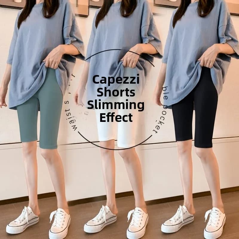 Pantaloncini a Cinque Quarti in Modal Slim Fit da Donna, Leggings Sportivi Casual Estivi Sottili, Elastici Anti-Luce, in Fibra Adesiva 95% Poliuretano
