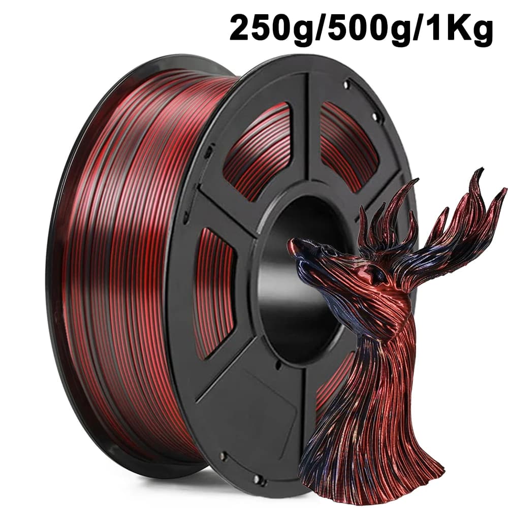 3D Printer Filament in Two Color Red PLA Silk 250g 500g 1Kg 1,75mm 3D Printing Material Double Color Black Silk Plate