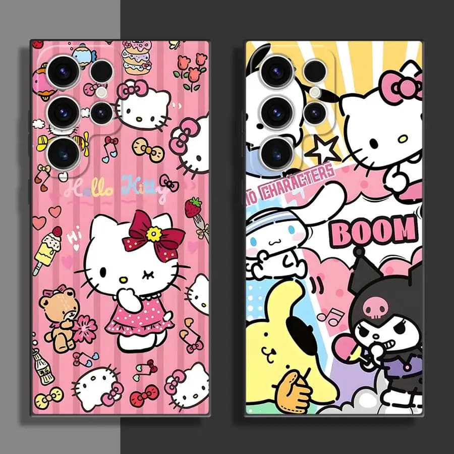 Cartoon Trio Pink Green Series for Samsung Galaxy S21 S22 Plus S25 + S24 + S21 + S25 Ultra S24 S23 FE S20 Soft Case