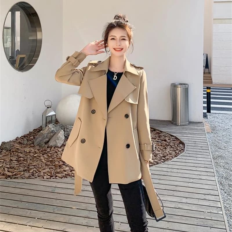 Giacca a vento kaki da donna coreana solida trench sottile da esterno femminile primavera moda abbigliamento tuta sportiva con lacci Gabardina Mujer