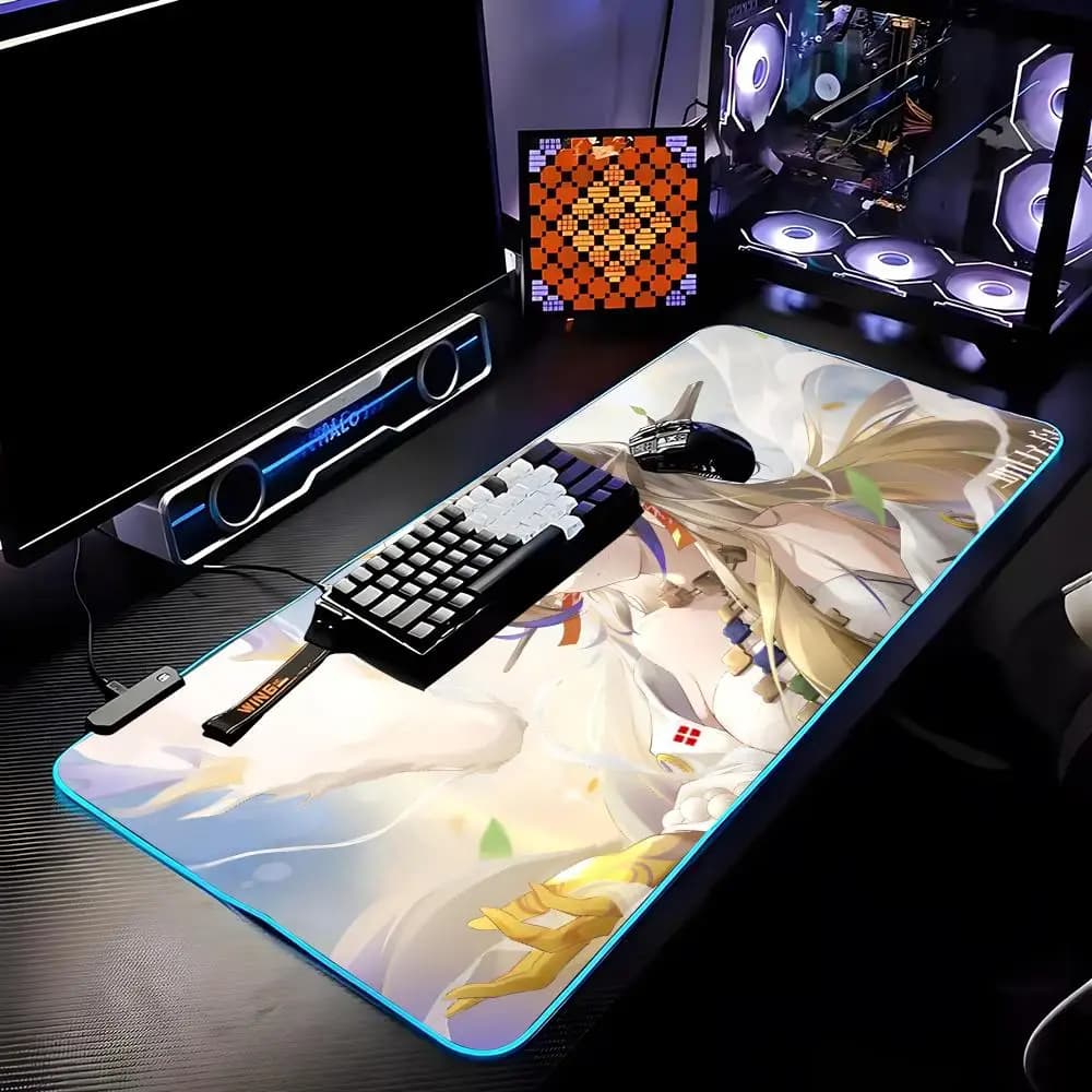 Arknights Shu Cute Girl Mouse Pad RGB HD Mousepad Pad Rug Desk Mat Computer Gaming PC Accessories Rubber Keyboard LED Mats
