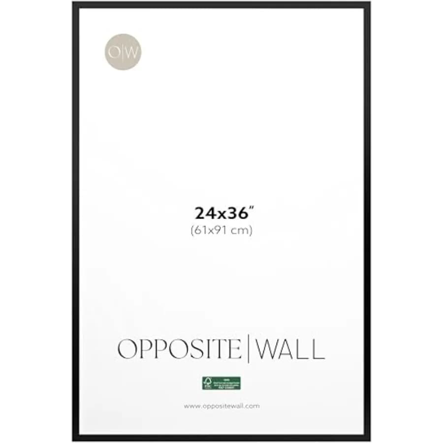 Cornice per foto o poster da parete grande 24x36 pollici - in legno massello di quercia - Leggera, versatile e infrangibile - W