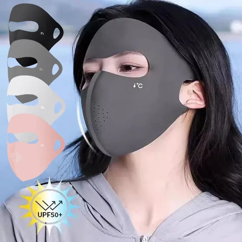 UPF50+ 3D Full Solar Protection Mask Breathable Small Ice Silk Light Elastic Light Solar Protection for Outdoor Summer Riding Face