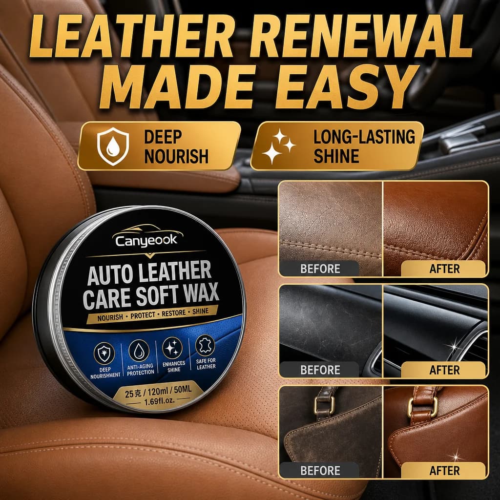 Canyeook Car Interior Wax 120g Leather Conditioner Plastic Trim Restorer Polish Anti-Aging Protective Shine