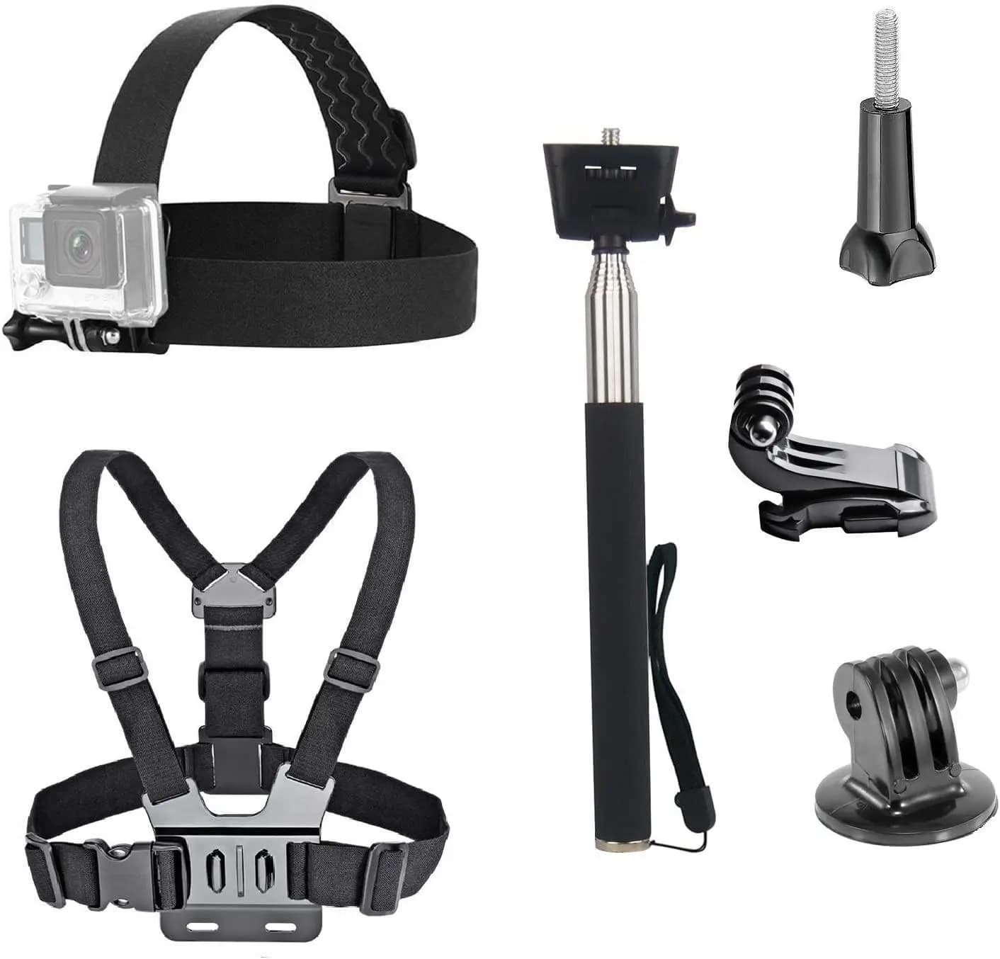 Accessory kit with Head/Shaping Head/Shaping for Selfie for Gopro Hero 13 12 11 10 9 7 6 5 4 3 2/AKASO EK7000/Brave