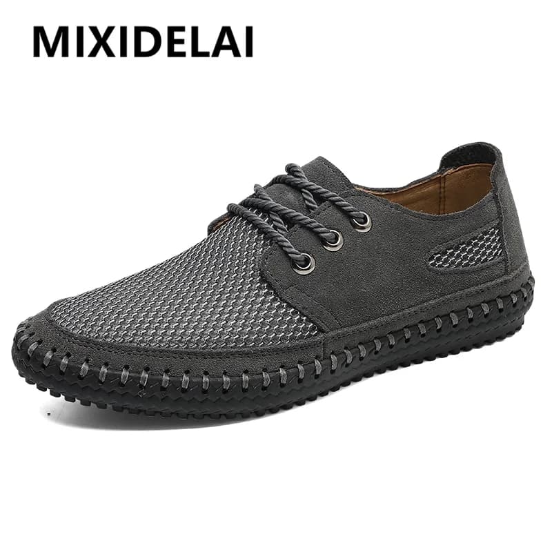 Mocassini casual da uomo estivi all'aperto Scarpe da ginnastica traspiranti taglie forti Scarpe da uomo fatte a mano alla moda Scarpe piatte casual da uomo in rete